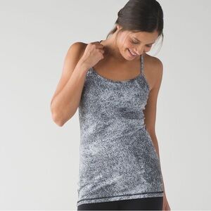 Lululemon Power Y Tank Luon Spray Jacquard White Black
